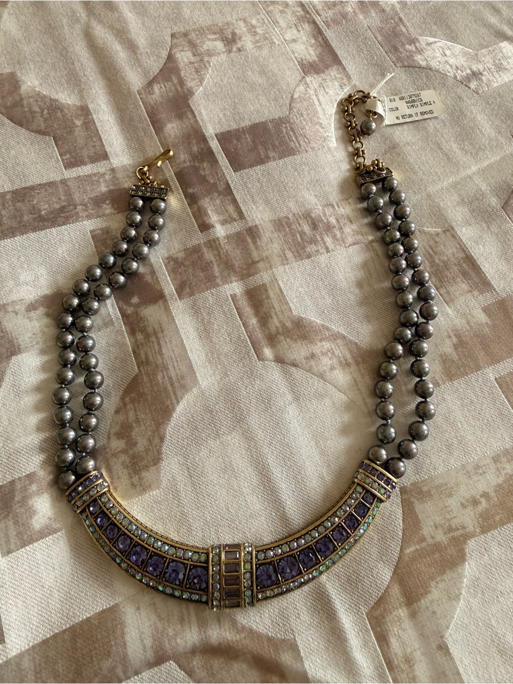 Heidi Daus Gold-Tone Purple Beaded Statement Necklace